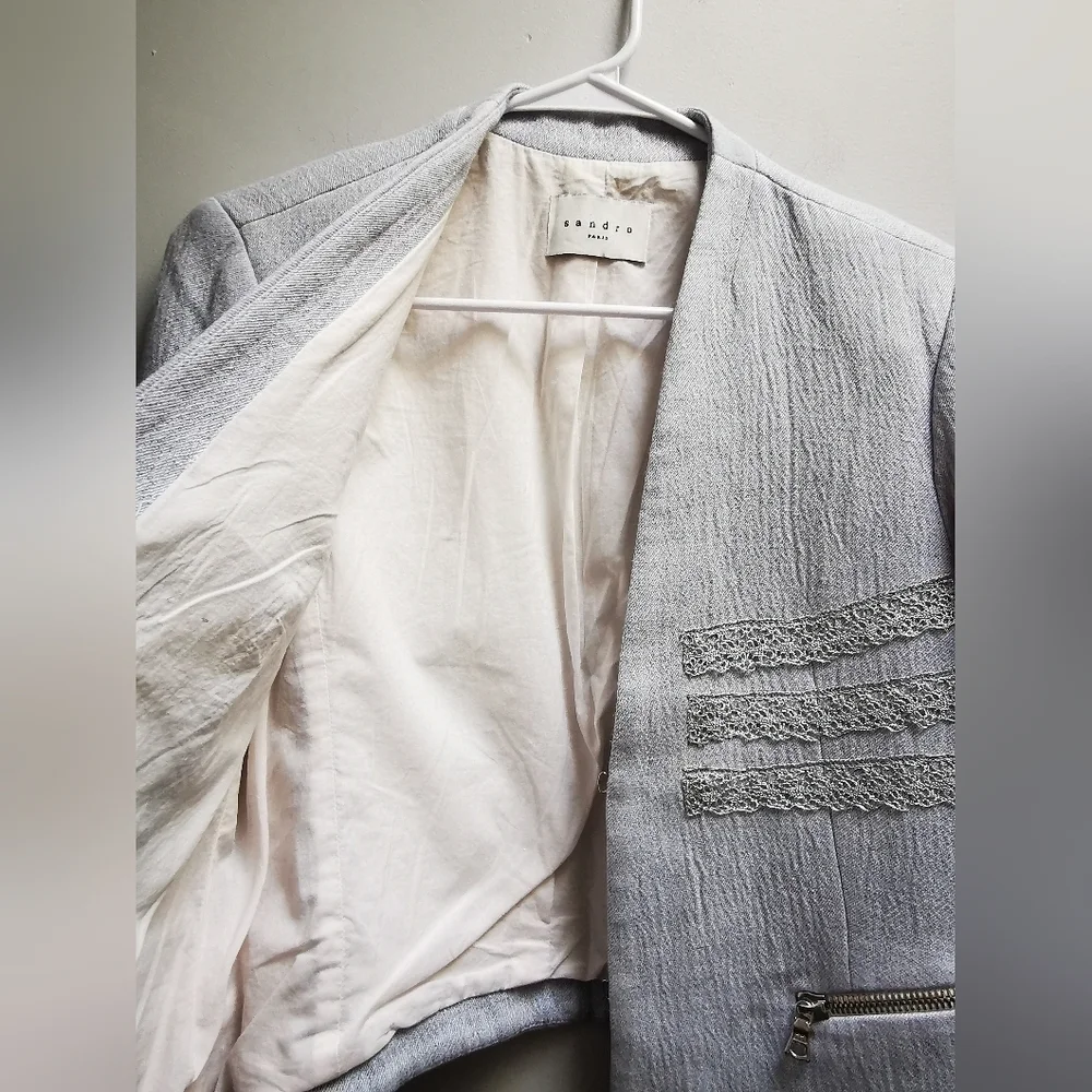 Sandro Paris Blazer Baby Blue size 40  european ptp 19" - Picture 11 of 16